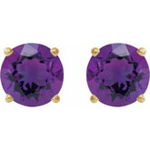 14K Yellow 6 mm Natural Amethyst Stud Earrings
